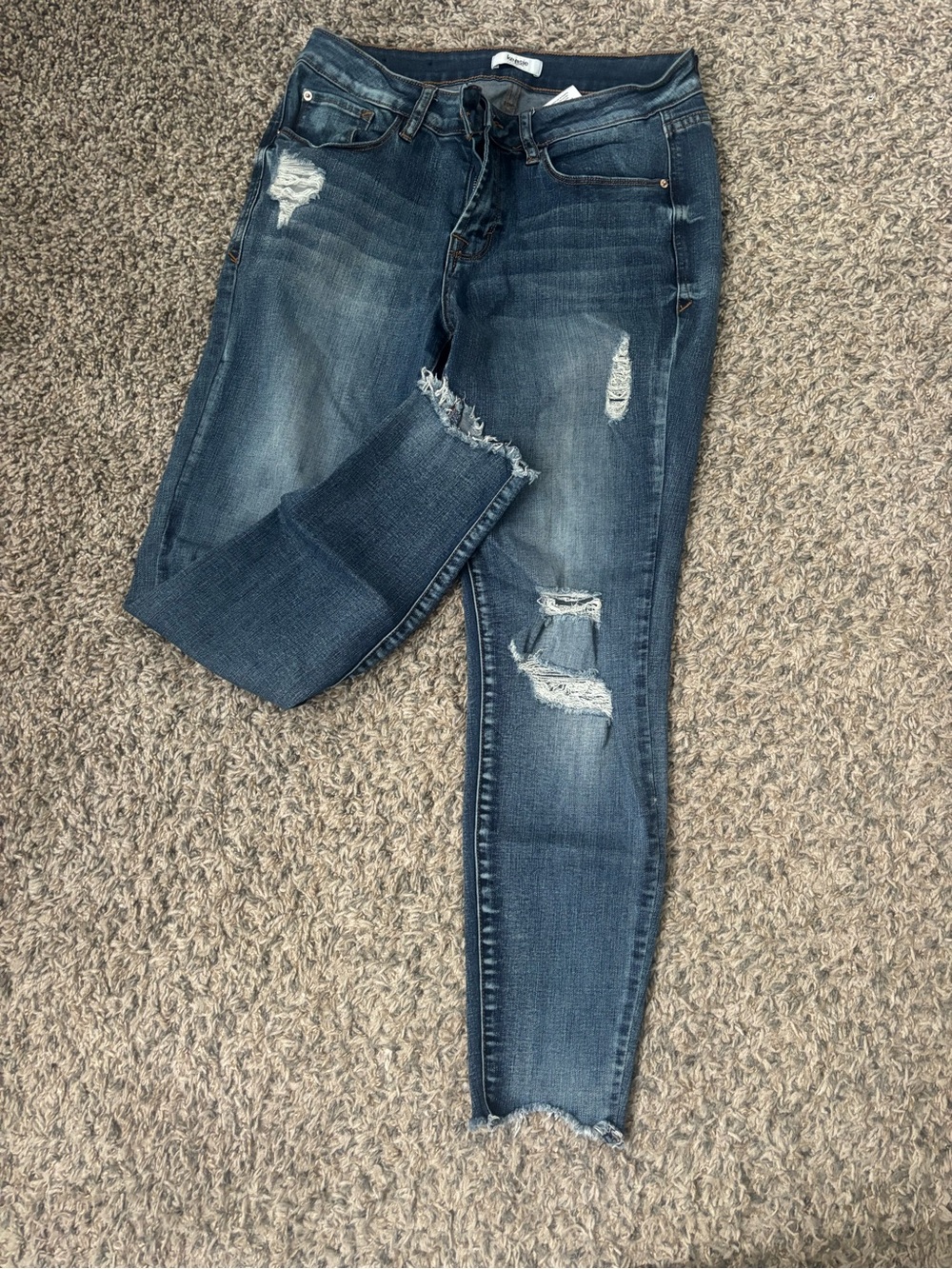 Kensie Dark Blue Distressed Women's Skinny Jeans